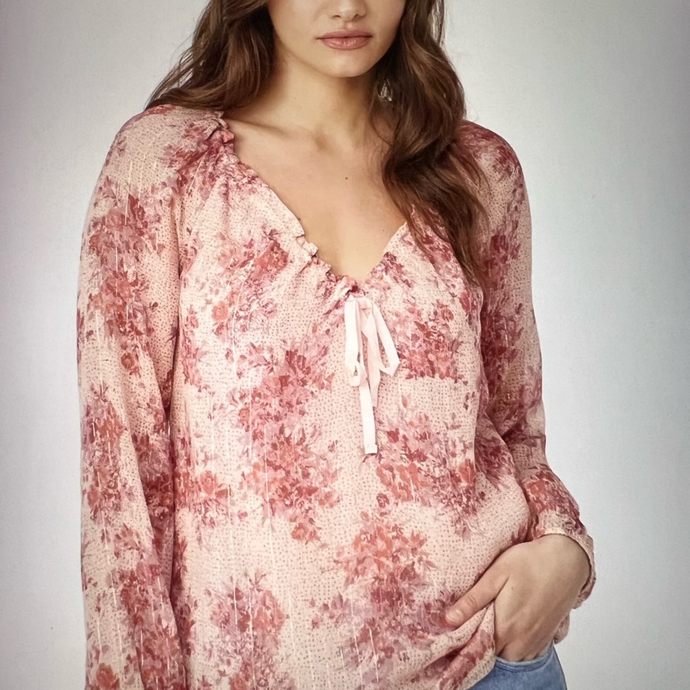 NWT Paige Alexis top Xl pink peach floral